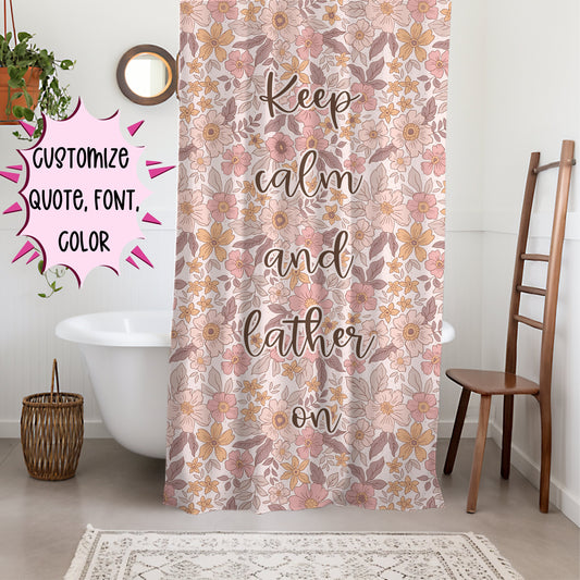 Personalized Boho Floral Shower Curtain