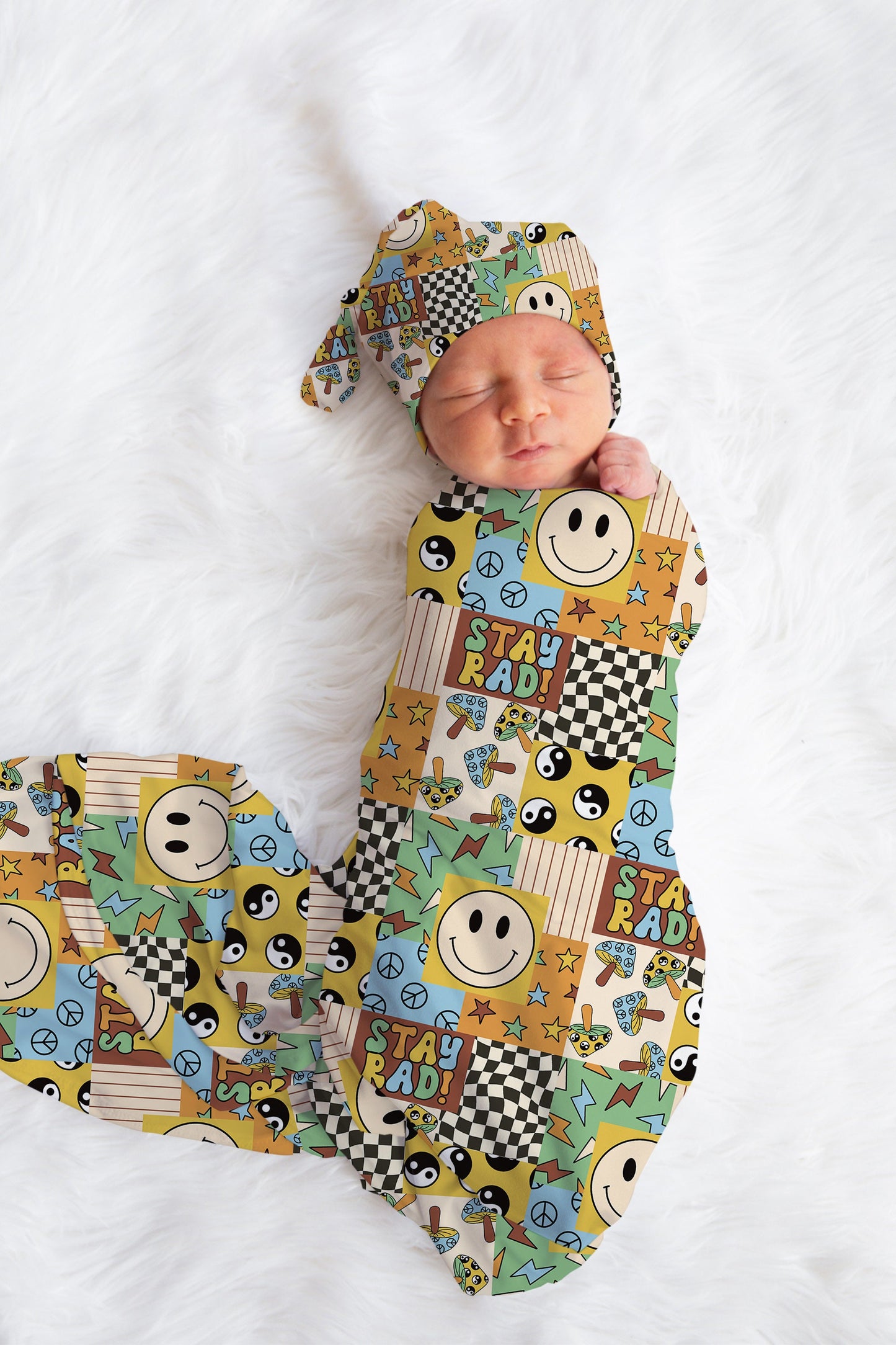 Personalized Baby Boy Swaddle Blanket Hat Set, smiley swaddle, hospital reveal outfit baby boy, baby shower gift, receiving blanket for boys