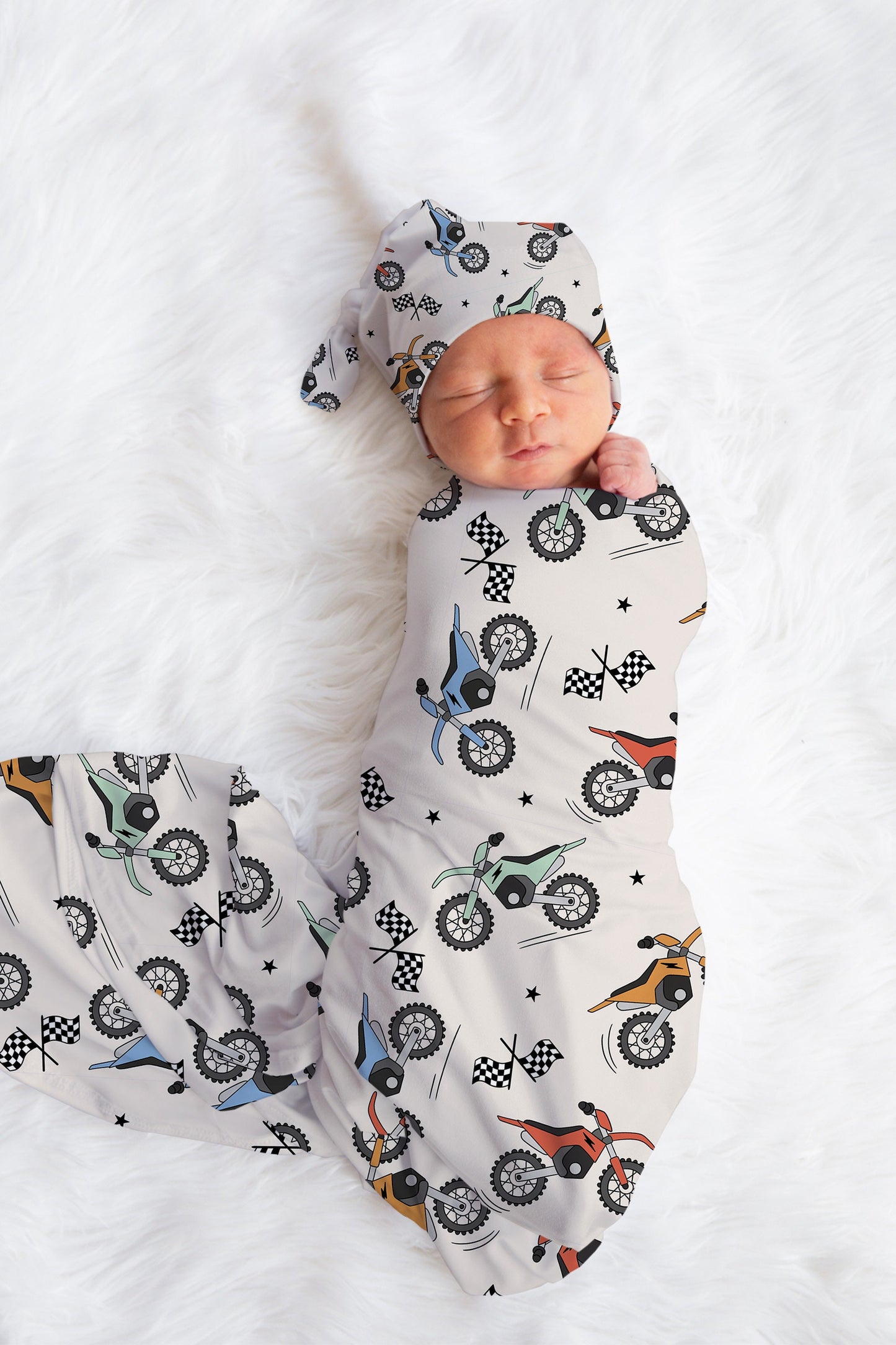 Personalized Baby Boy Swaddle Blanket Hat Set , dirt bike swaddle, hospital reveal outfit baby boy baby shower gift, receiving blanket boy