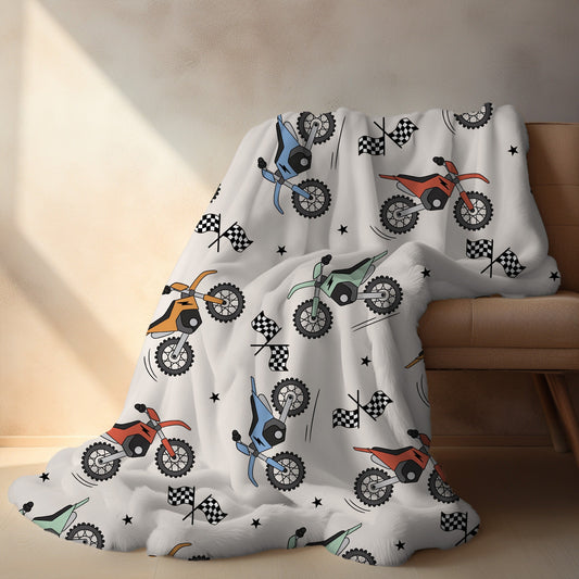 Personalized Blanket for Boys Dirt Bike