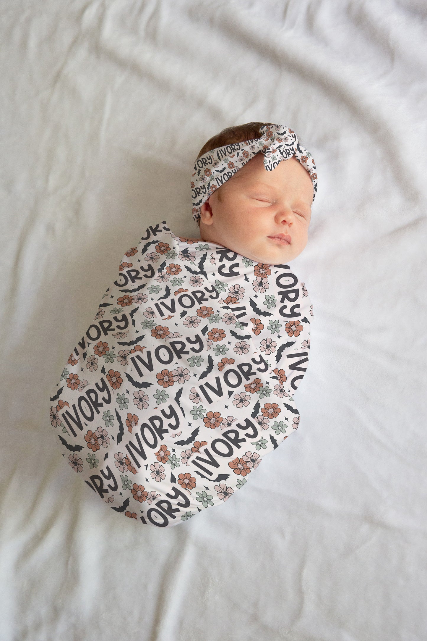 Personalized Halloween swaddle set Bats