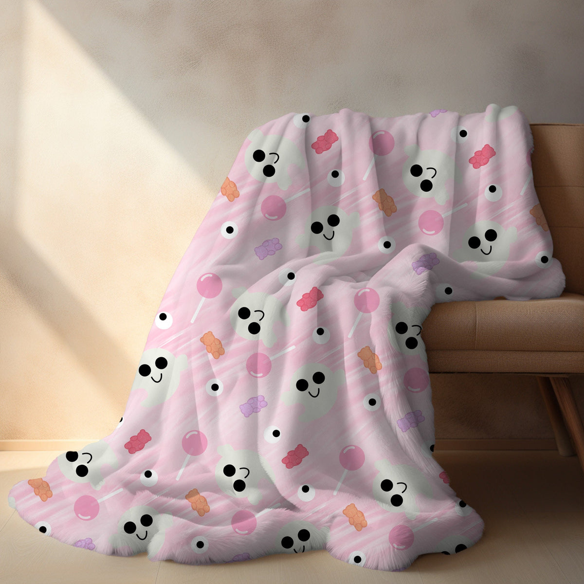 Personalized Pink Ghost Blanket Fall Decor