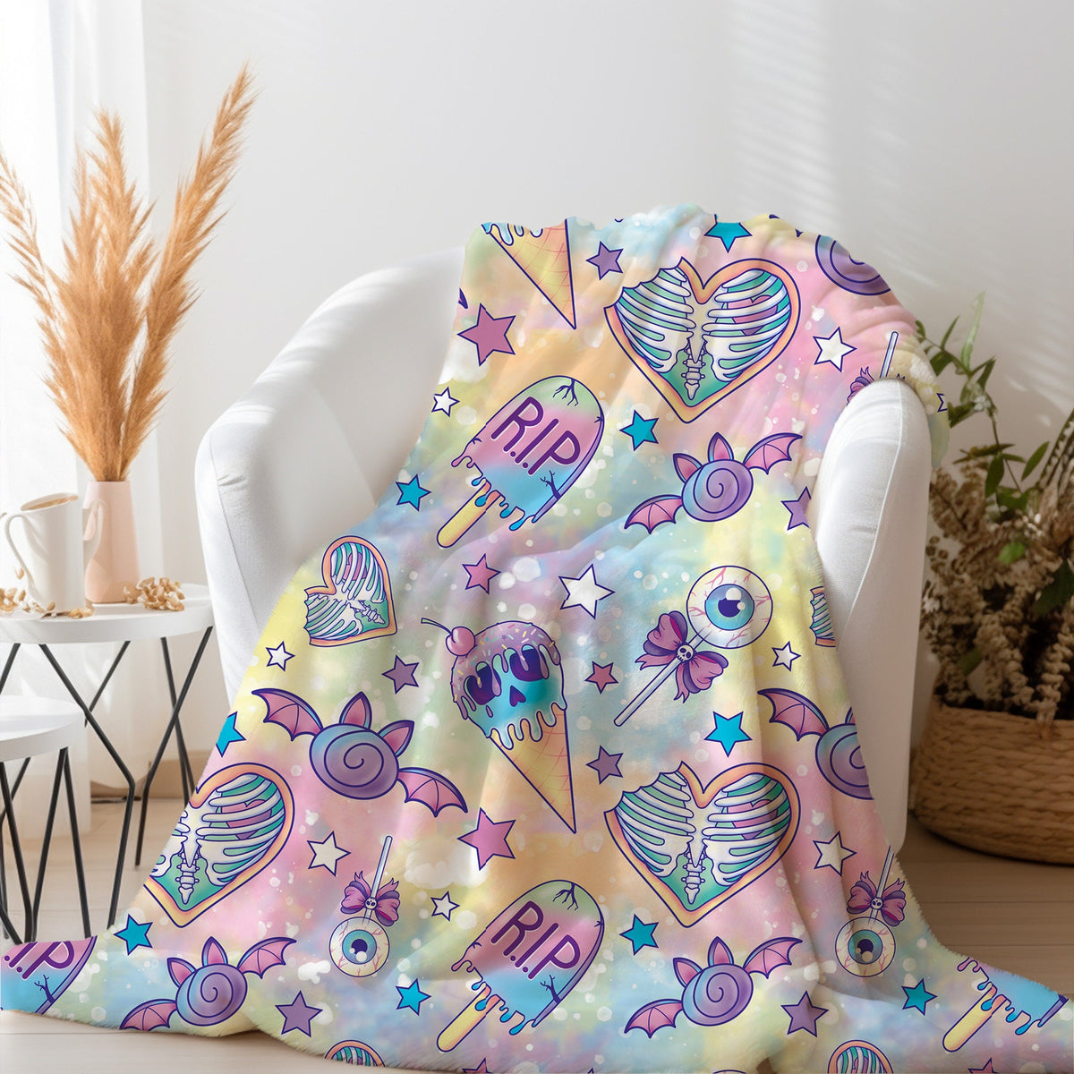 Personalized Gothic Halloween Blanket, Fall Throw