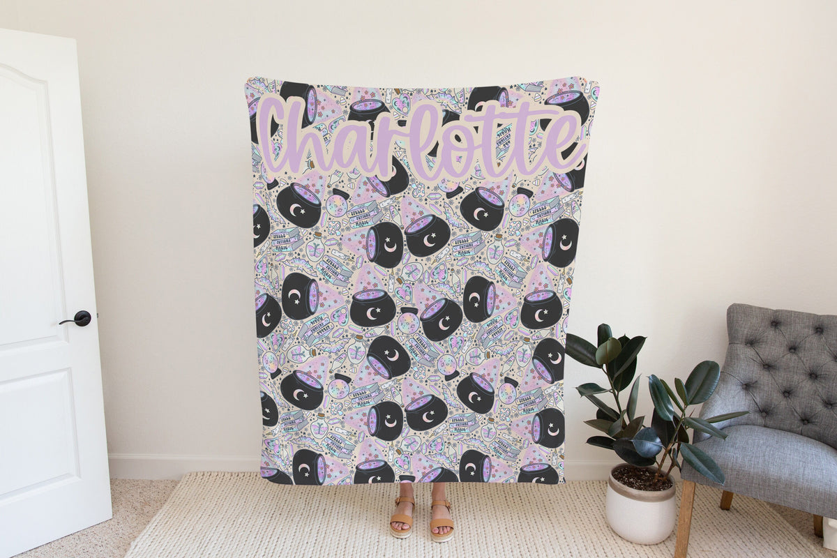 Personalized Halloween Blanket Witchy Fall Decor