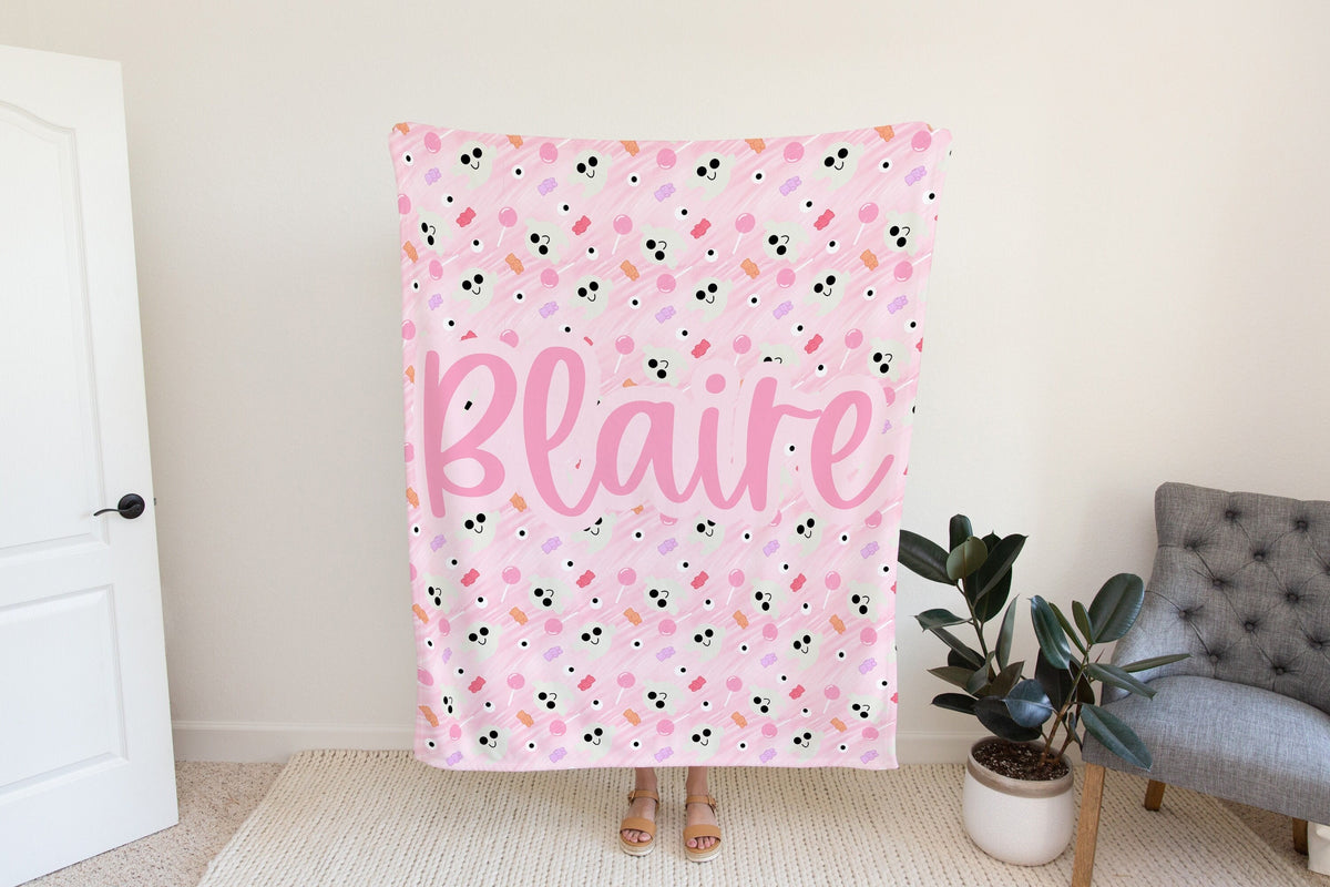 Personalized Pink Ghost Blanket Fall Decor