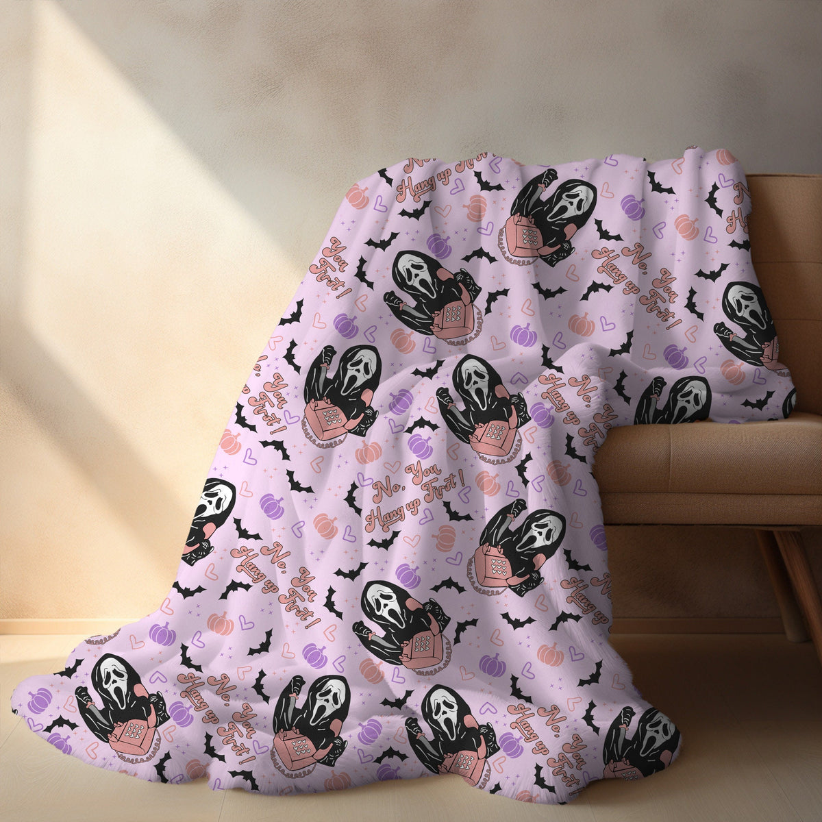 Personalized Halloween Scream Blanket, Fall Blanket