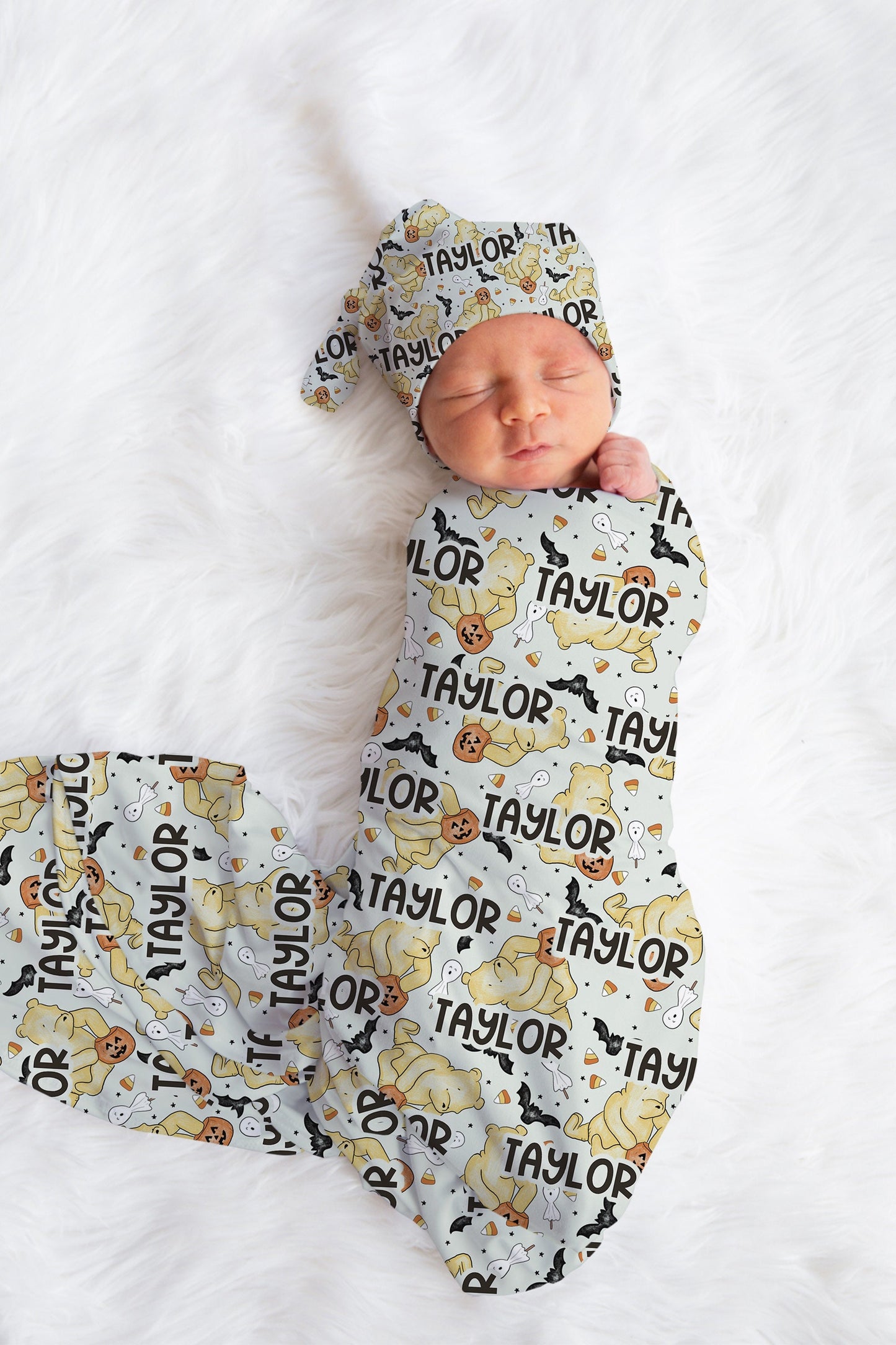 Personalized Winnie the Pooh Newborn Swaddle Set