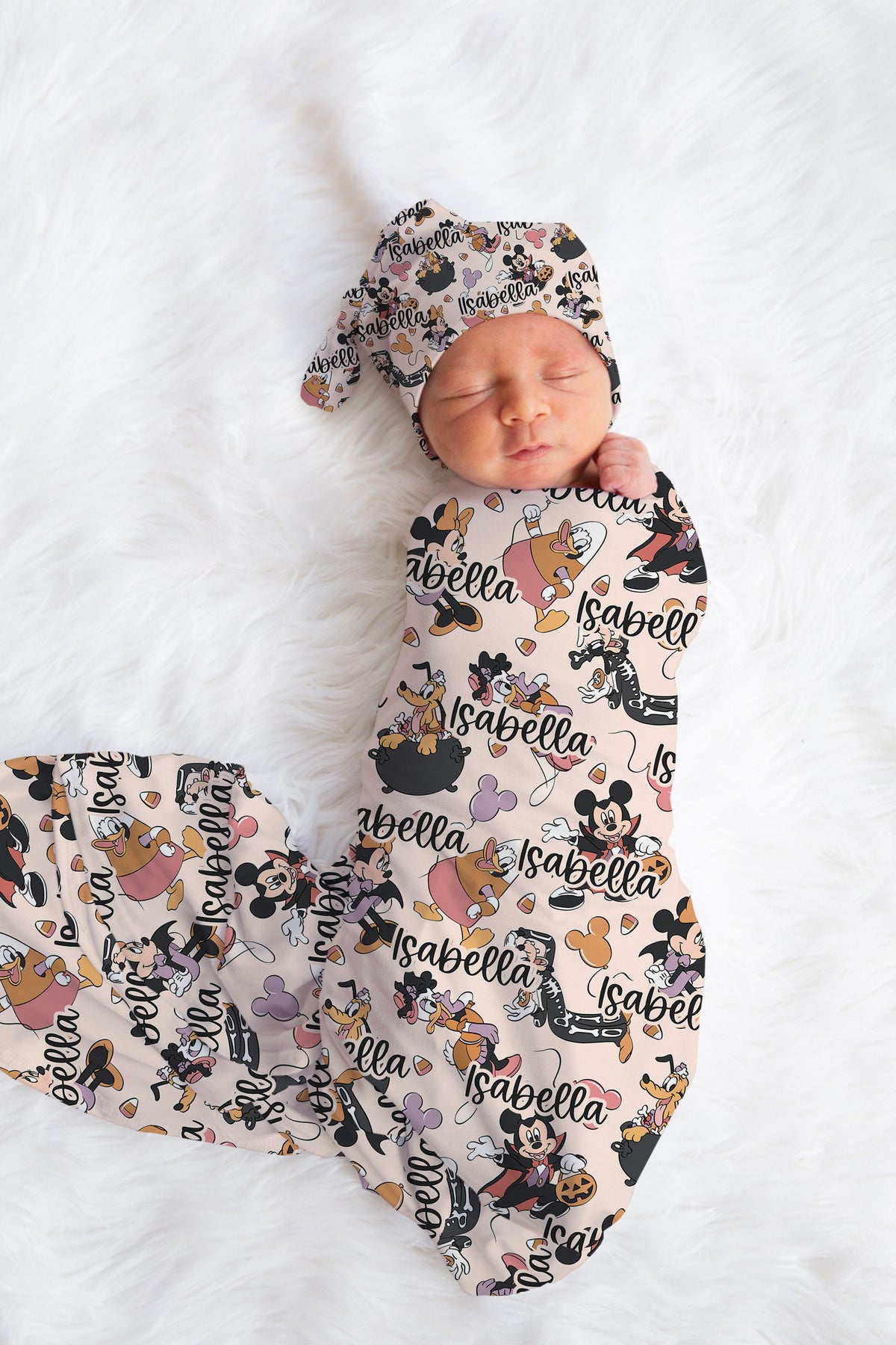 Personalized Disney Halloween Swaddle set bow hat