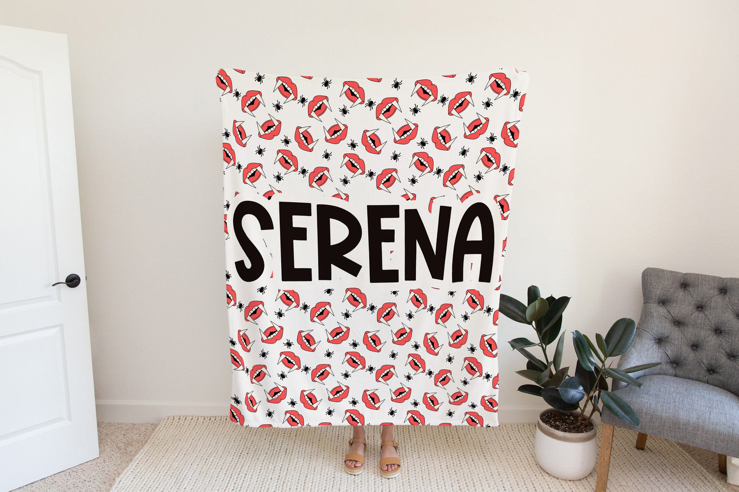 Personalized Halloween Vampire Blanket, Fall Decor