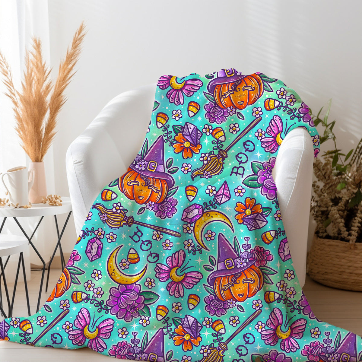 Personalized Halloween Blanket, Pumpkin Fall Decor