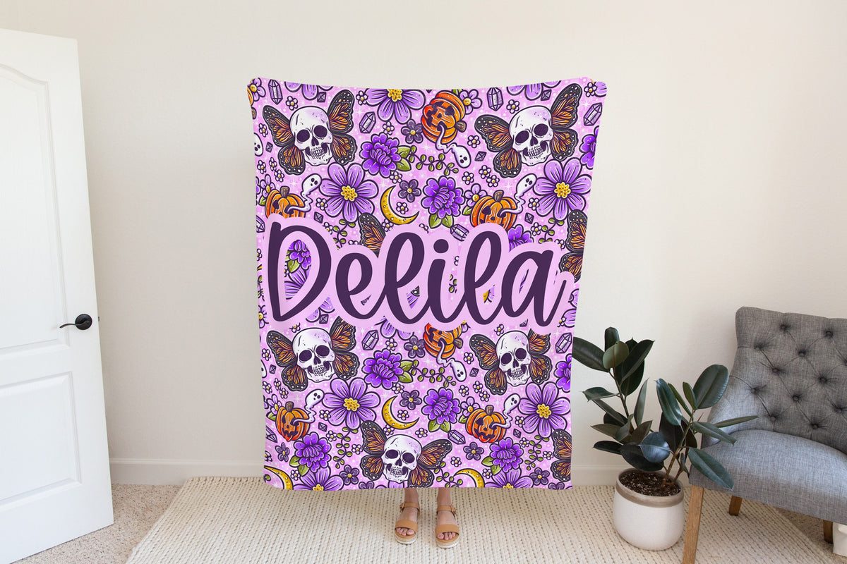 Personalized Halloween Blanket, Fall Decor