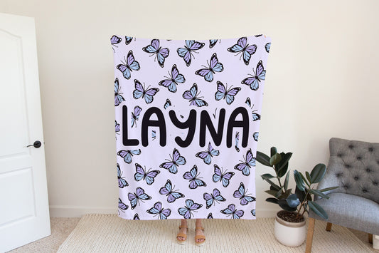 Personalized Butterfly Blanket Purple Boho