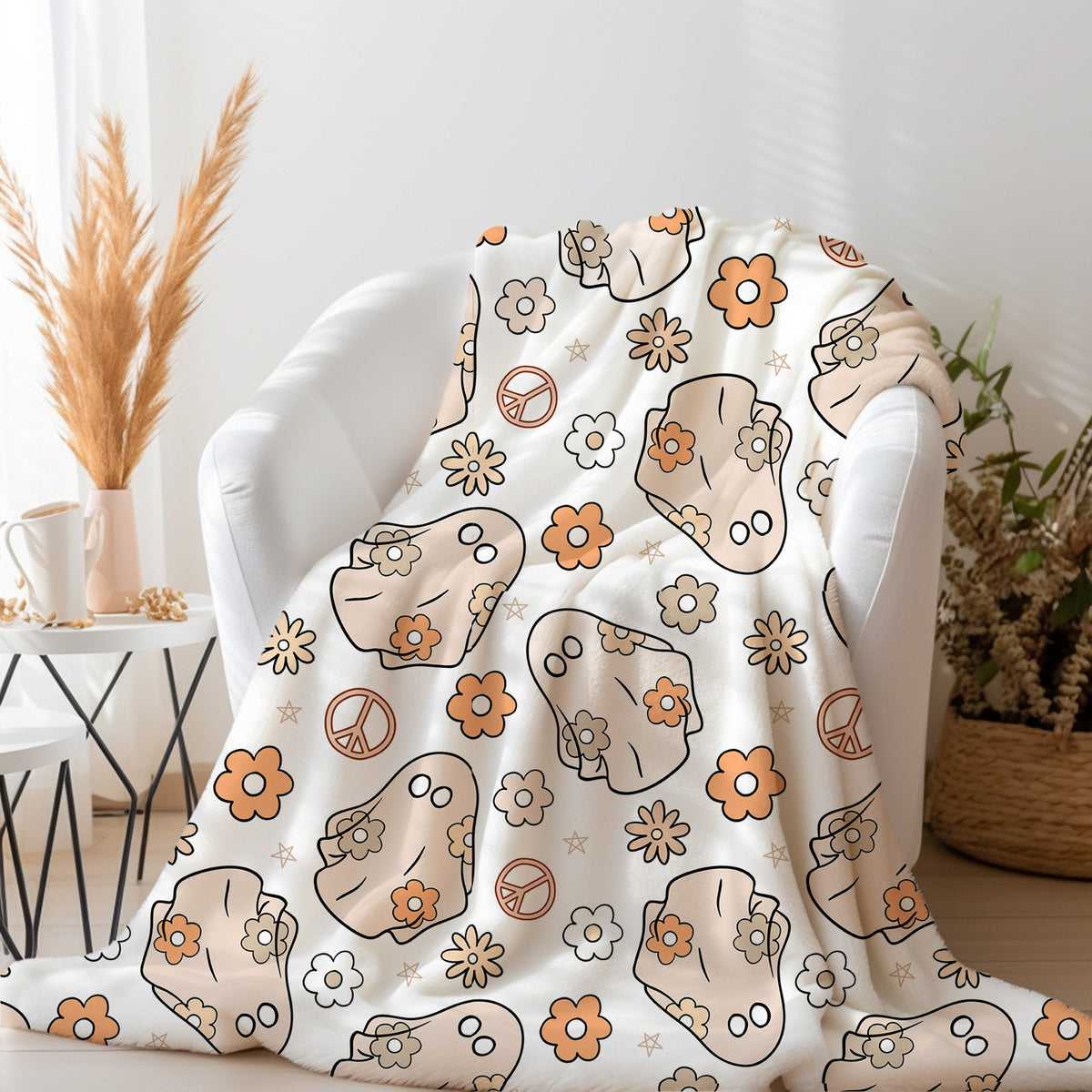 Personalized Ghost Halloween Blanket, Fall Decor