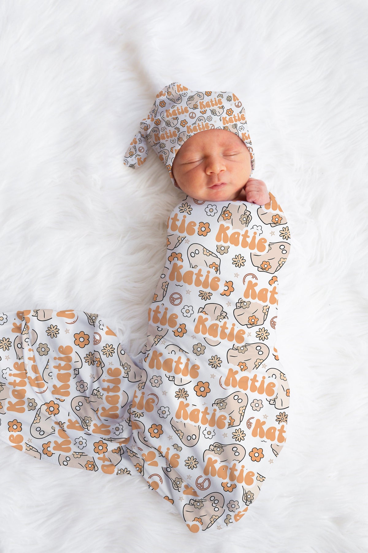 Personalized Halloween Newborn going home swaddle set