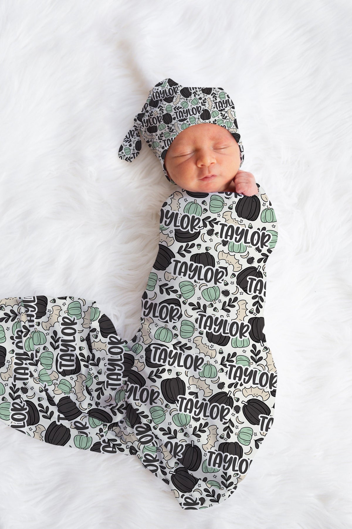 Personalized Unisex Halloween Swaddle Hat Set