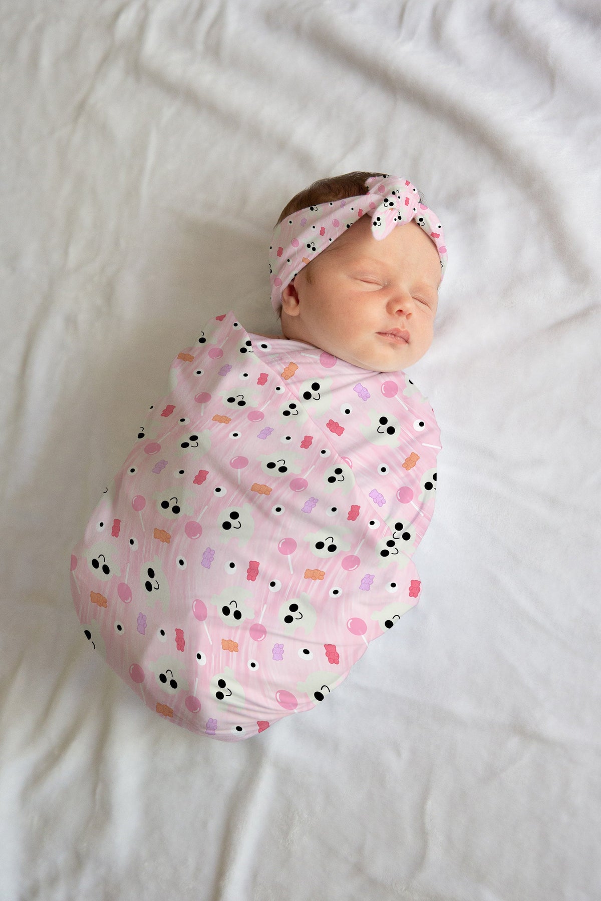 Personalized Pink Halloween Swaddle Set Ghosts