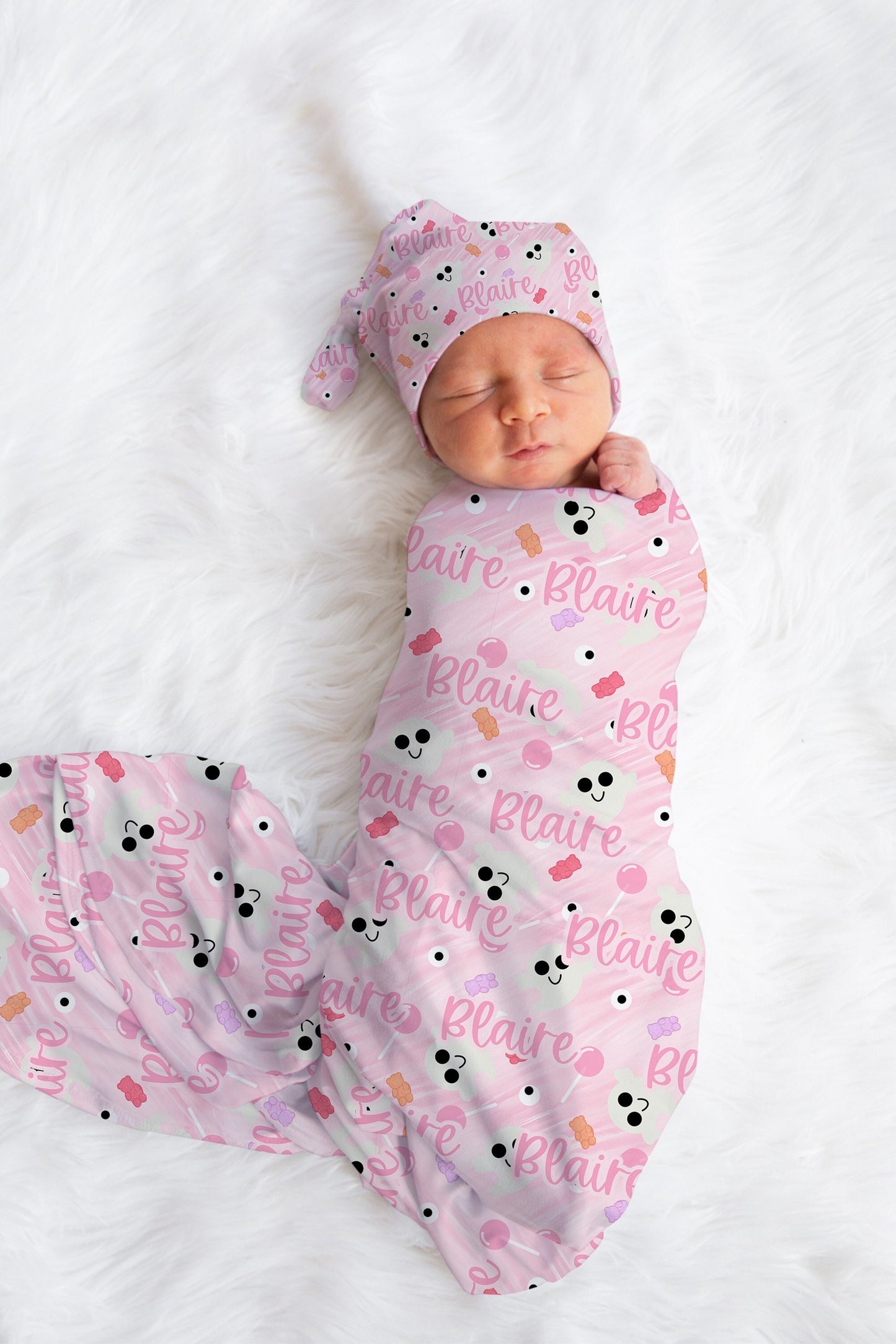 Personalized Pink Halloween Swaddle Set Ghosts