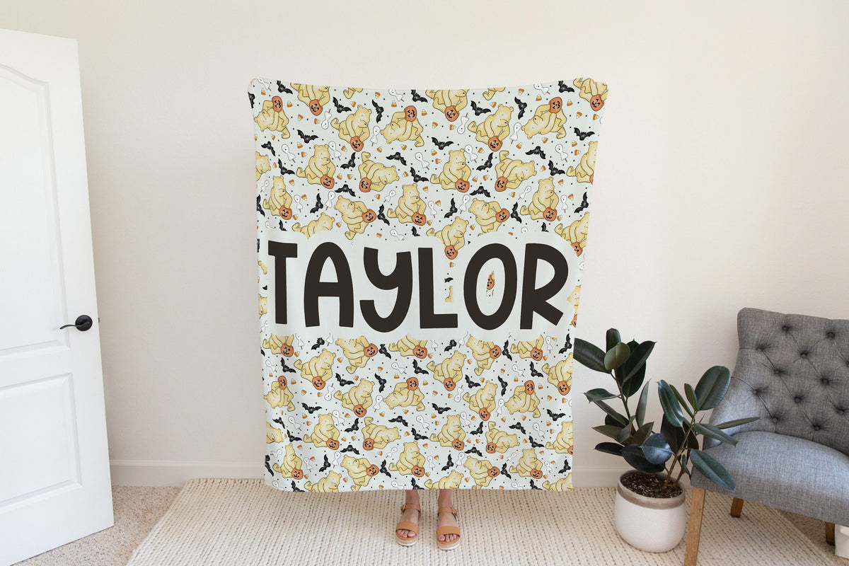 Personalized Halloween Winnie the Pooh Blanket