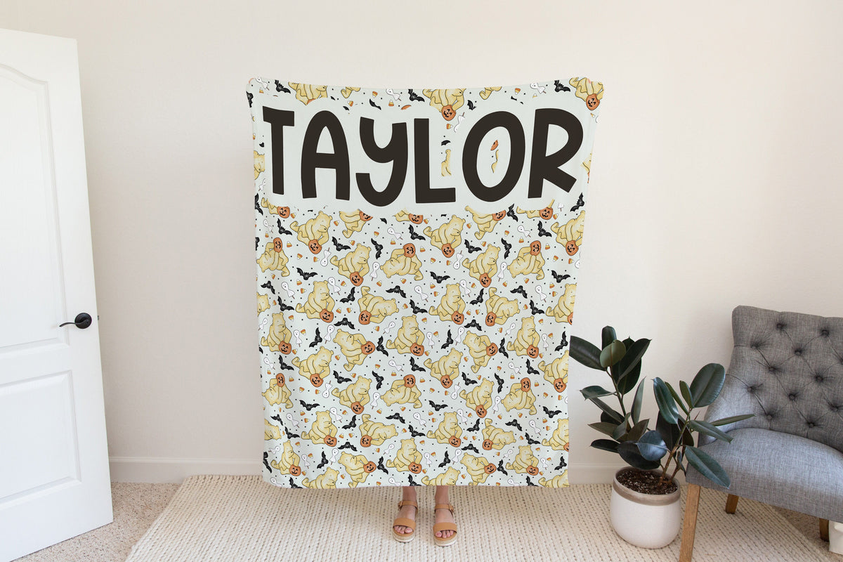 Personalized Halloween Winnie the Pooh Blanket