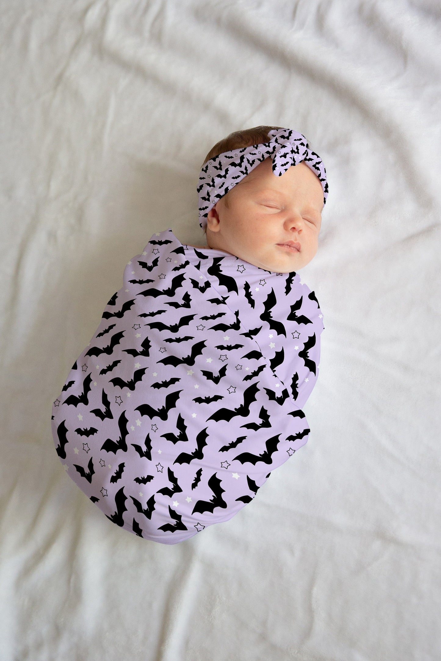 Personalized Bats Newborn Swaddle Set Purple