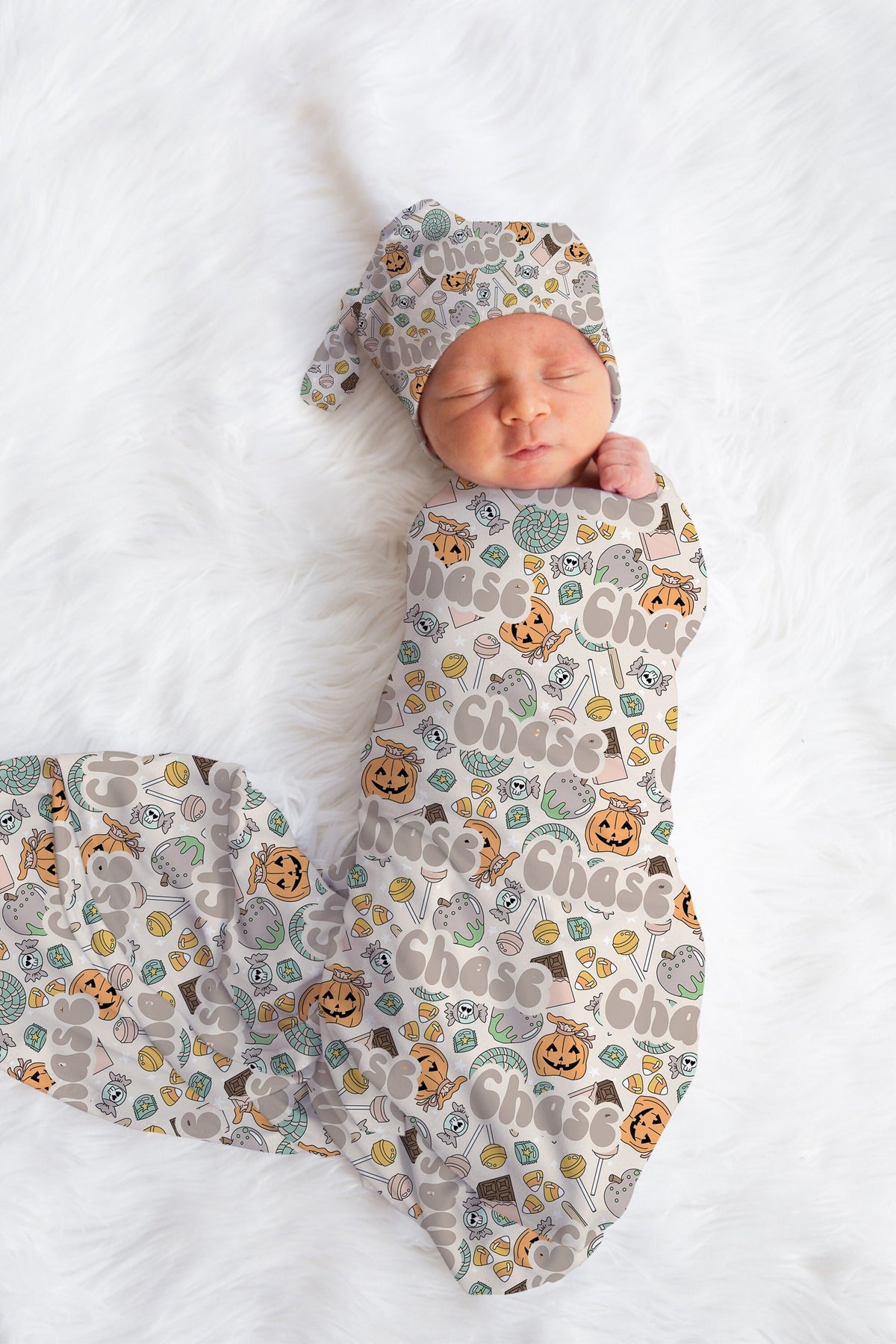Personalized fall pumpkin Newborn Swaddle Set unisex, Pumpkin Swaddle Bow Set, Fall Swaddle Hat set, Custom name Newborn announcement outfit