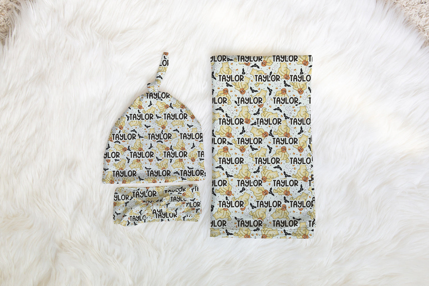 Personalized Winnie the Pooh Newborn Swaddle Set