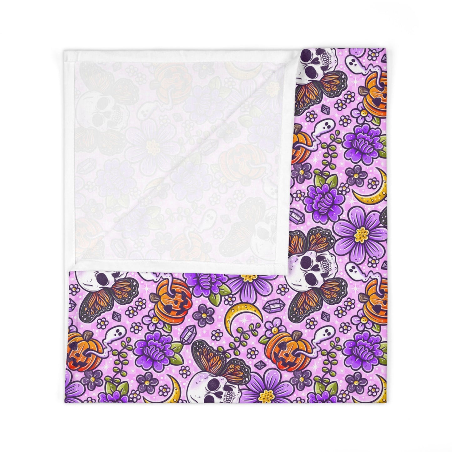 Personalized Halloween swaddle set Purple Skulls