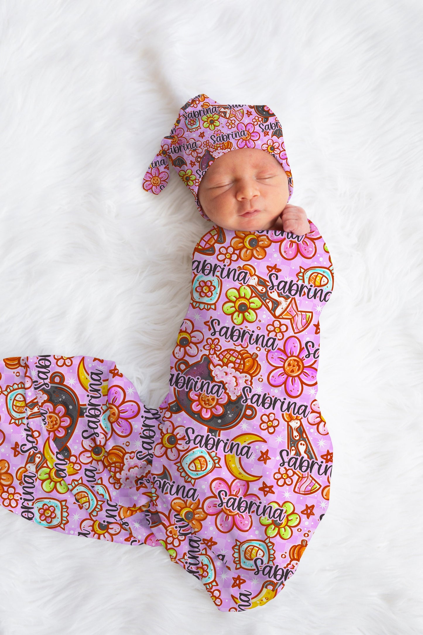 Personalized Halloween Swaddle Set Witchy