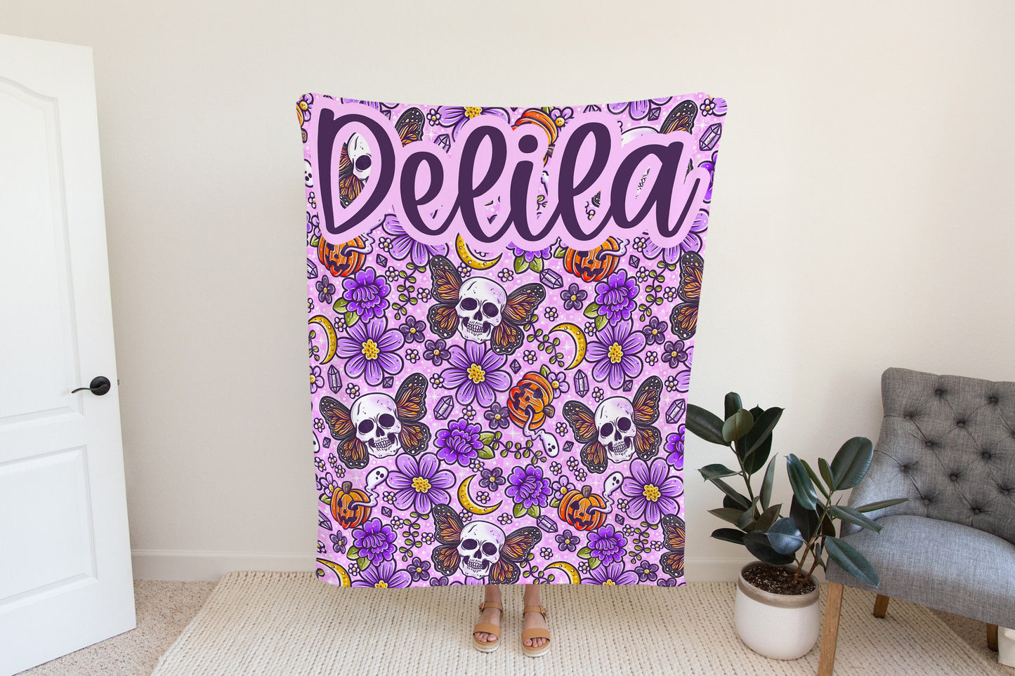 Personalized Halloween Blanket, Fall Decor