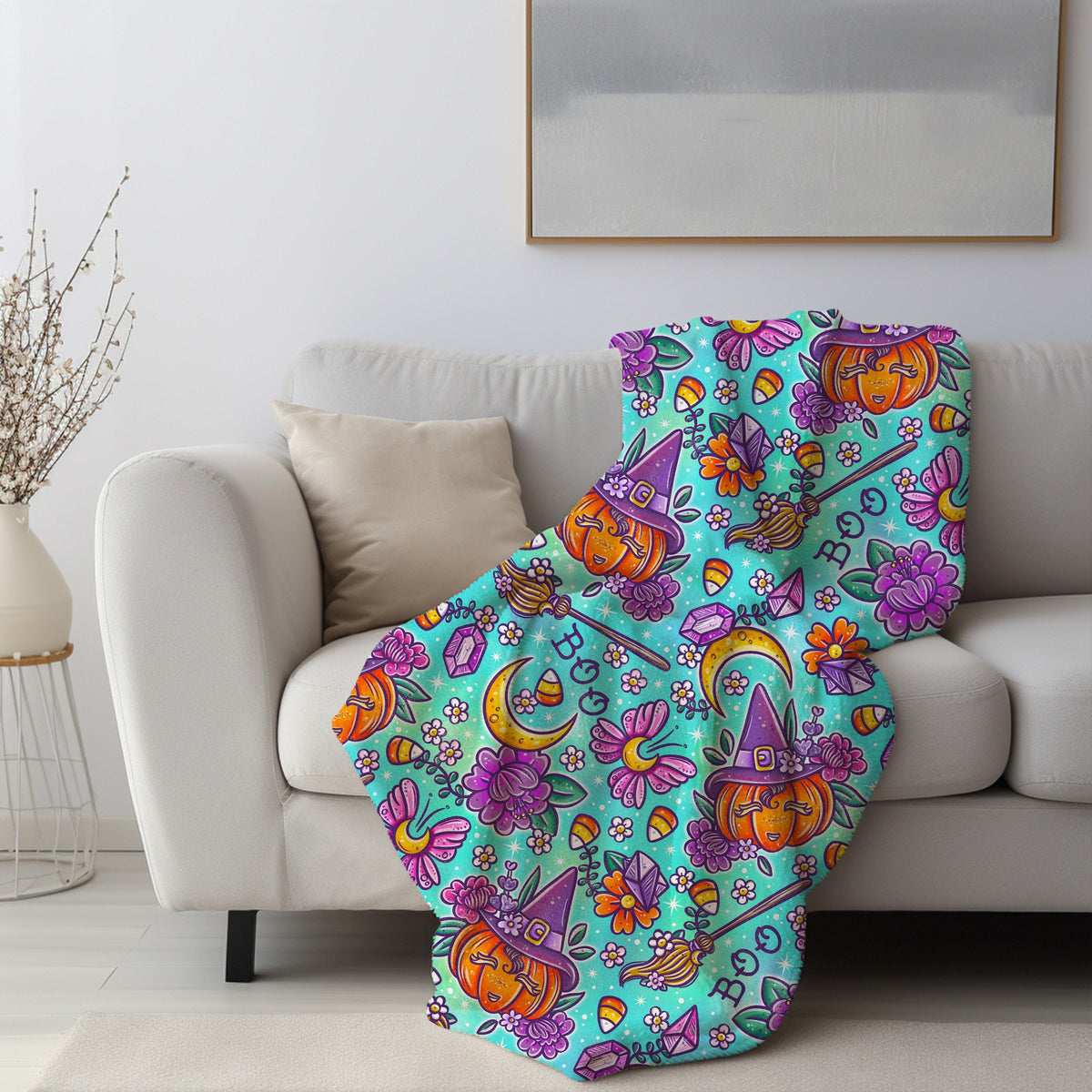 Personalized Halloween Blanket, Pumpkin Fall Decor