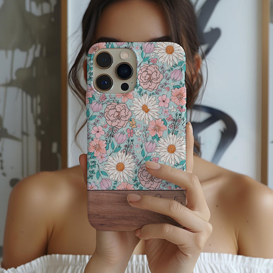 Personalized floral phone case for iphone 16, 15, 14, 13 Pro Max, MAGSAFE Iphone case floral, vintage botanical personalized phone case