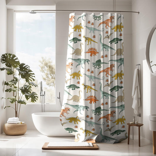 Boys Shower Curtain Personalized dinosaur, kids shower curtain, shower curtain neutral boys dinosaur decor, birthday boy gift housewarming