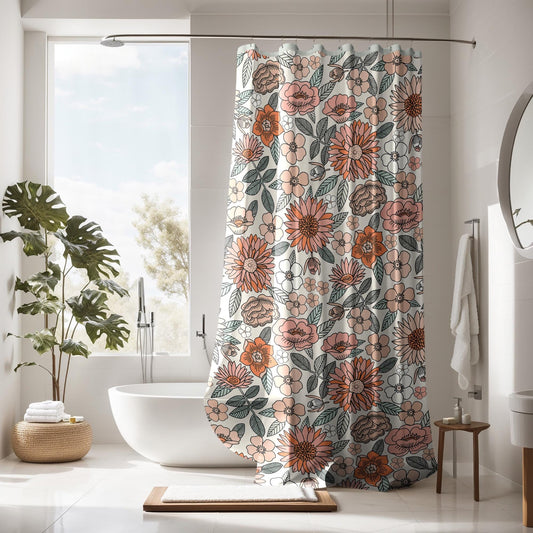 Boho Shower Curtain, shower curtain retro, shower curtain boho, custom shower curtain, vintage shower curtain, botanical shower curtain