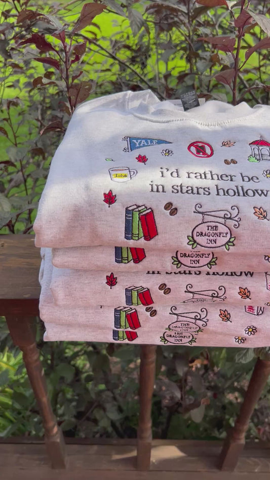 I’d rather be in stars hallow embroidered Gilmore girls sweater