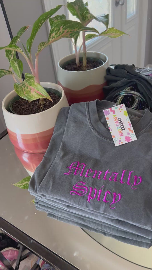 Mentally Spicy embroidered Sweater, Tshirt or Hoodie