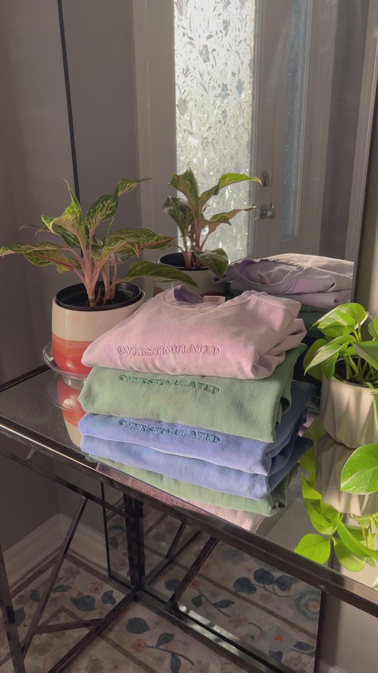 Overstimulated Embroidered Sweater Comfort Colors