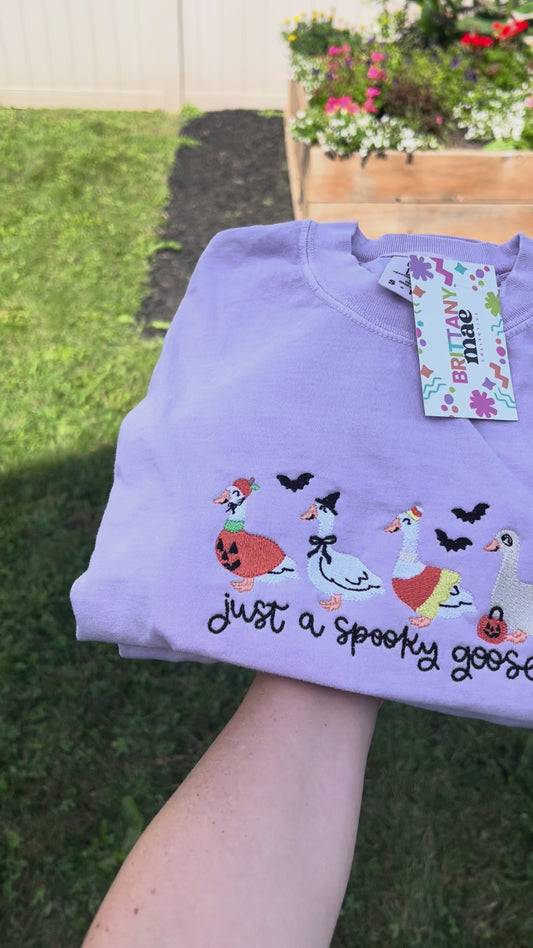 Spooky Goose Embroidered Sweater, T-shirt or Hoodie
